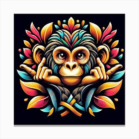 Monkey With Flowers Canvas Print