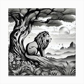 Lion In The Forest 10 Canvas Print