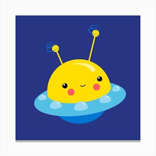 Nursery Kawaii Ufo Square Canvas Print