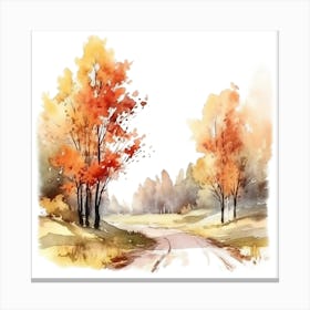 Watercolor Autumn Road 1 Canvas Print