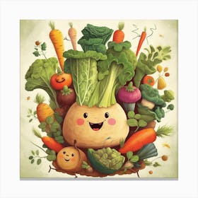 Kawaii Vegetables Canvas Print