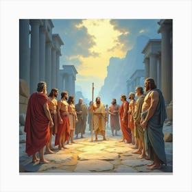 Watercolor The Gods Of Olympus In A Majestic, Divine Gathering 1 Canvas Print