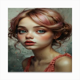 Pink Haired Girl 3 Canvas Print
