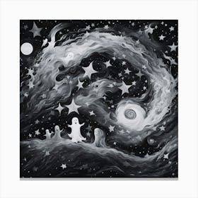 Blank and White Ghosts In The Night Sky Canvas Print