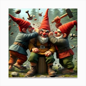 Gnomes Fighting 2 Canvas Print