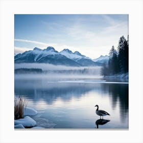 Geese On Frozen Lake Canvas Print