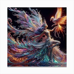 Fairy Dancing With A Phoenix Canvas Print