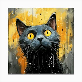 Black Cat With Yellow Eyes 2 Canvas Print