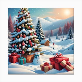 Christmas Tree With Presents 5 Canvas Print