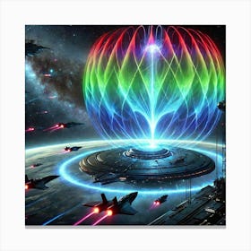 A Futuristic Sci Fi Scene Illustrating The Aurora Canvas Print