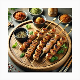 A Gourmet Appetizer Titled Samurai Skewers, Feat Canvas Print