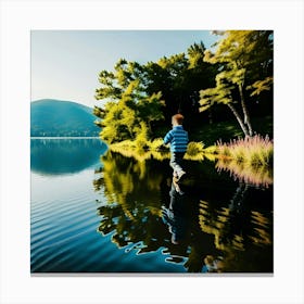 Boy on top of water Canvas Print