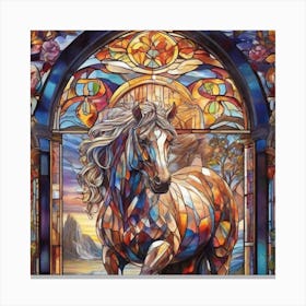 Stained Glass Horse Canvas Print