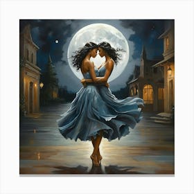 Two Women Dancing In The Moonlight Canvas Print