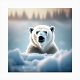 Taking a Peek, Bear Cub on the Frozen Snow Canvas Print