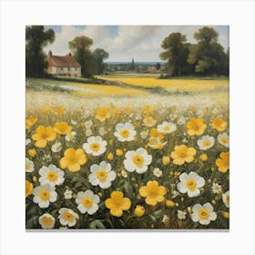 Flowers And House 1 Canvas Print