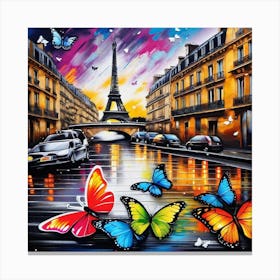 Paris With Butterflies 1 Canvas Print