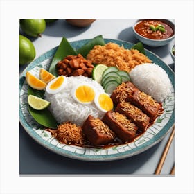Culinary Delight: A Perfect Nasi Lemak Meal Canvas Print