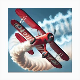 Vintage Aeroplane Doing Stunts In The Sky Canvas Print