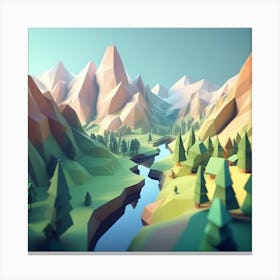 Low Poly Landscape 4 Canvas Print