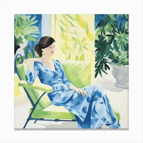 Woman Relaxes On The Patio 2 Canvas Print