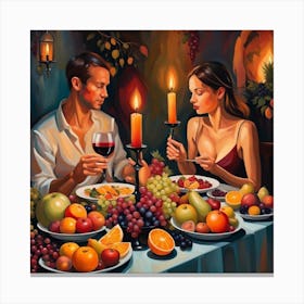 Couple At Dinner 2 Canvas Print