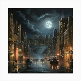 City At Night Art Print 1 Canvas Print