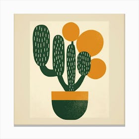 Rizwanakhan Simple Abstract Cactus Non Uniform Shapes Petrol 44 Canvas Print