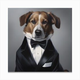 Canine Sophistication - A Tuxedo Clad Pooch Canvas Print
