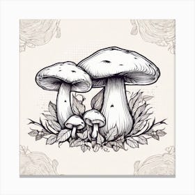 Mushroom And Roses Canvas Print