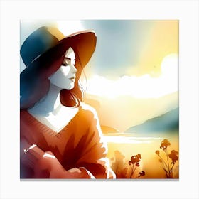 Girl With Hat Canvas Print