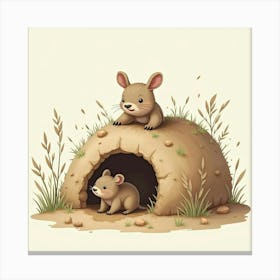 Wombat Digging A Burrow Canvas Print