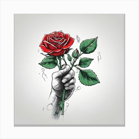 Hand Holding A Rose Canvas Print