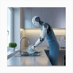 A 3d Render Of A Smart Robot Washing Dis Dewniqlnsmsx99yu4ranca Ml98uj7or86dpg5mzyy6yw Canvas Print