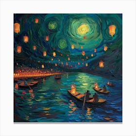 Night Sky With Lanterns Canvas Print