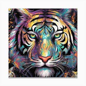 Mesmerizing Tiger With Luminous Eyes On A Profound Black Background Canvas Print