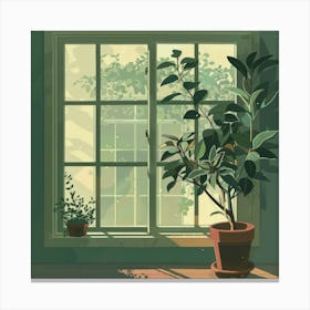 Window With A Plant Canvas Print