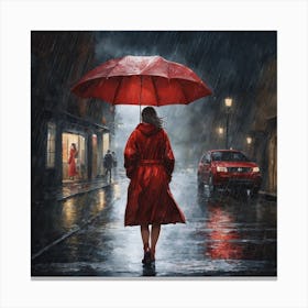 Woman Walking In The Rain 1 Canvas Print