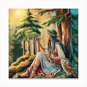 Owls In The Forest Canvas Print