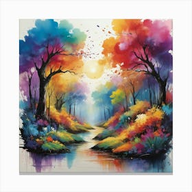 Colorful Forest Art Print Canvas Print