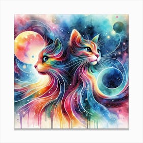 Two Cats In Space Canvas Print