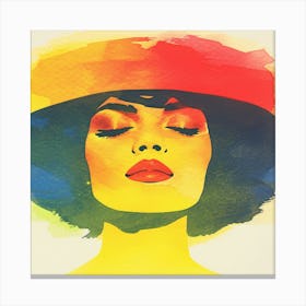 Woman In Colorful Hat Canvas Print