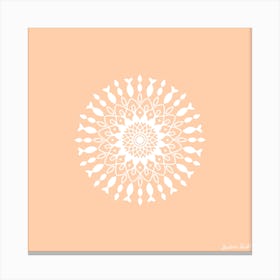 Mandala - Peach & White Canvas Print