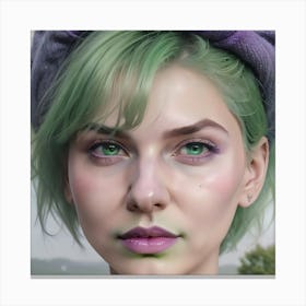 Portrait Of A Woman With Green Hair Canvas Print