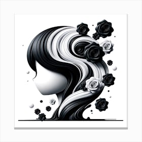 Black & White Chibi Style Art Canvas Print