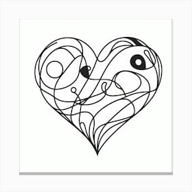 One line, Valentine's day of heart, Picasso style 3 Canvas Print