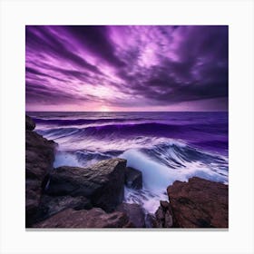 Purple Sky Over Waves Canvas Print