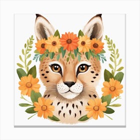 Floral Baby Lynx Nursery Illustration (59) Canvas Print