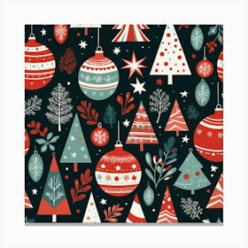 Christmas Ornaments Seamless Pattern 1 Canvas Print