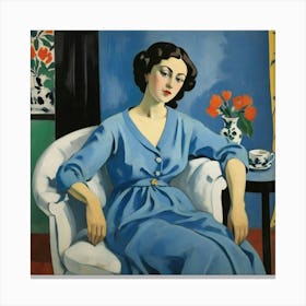 Woman In Blue 17 Canvas Print